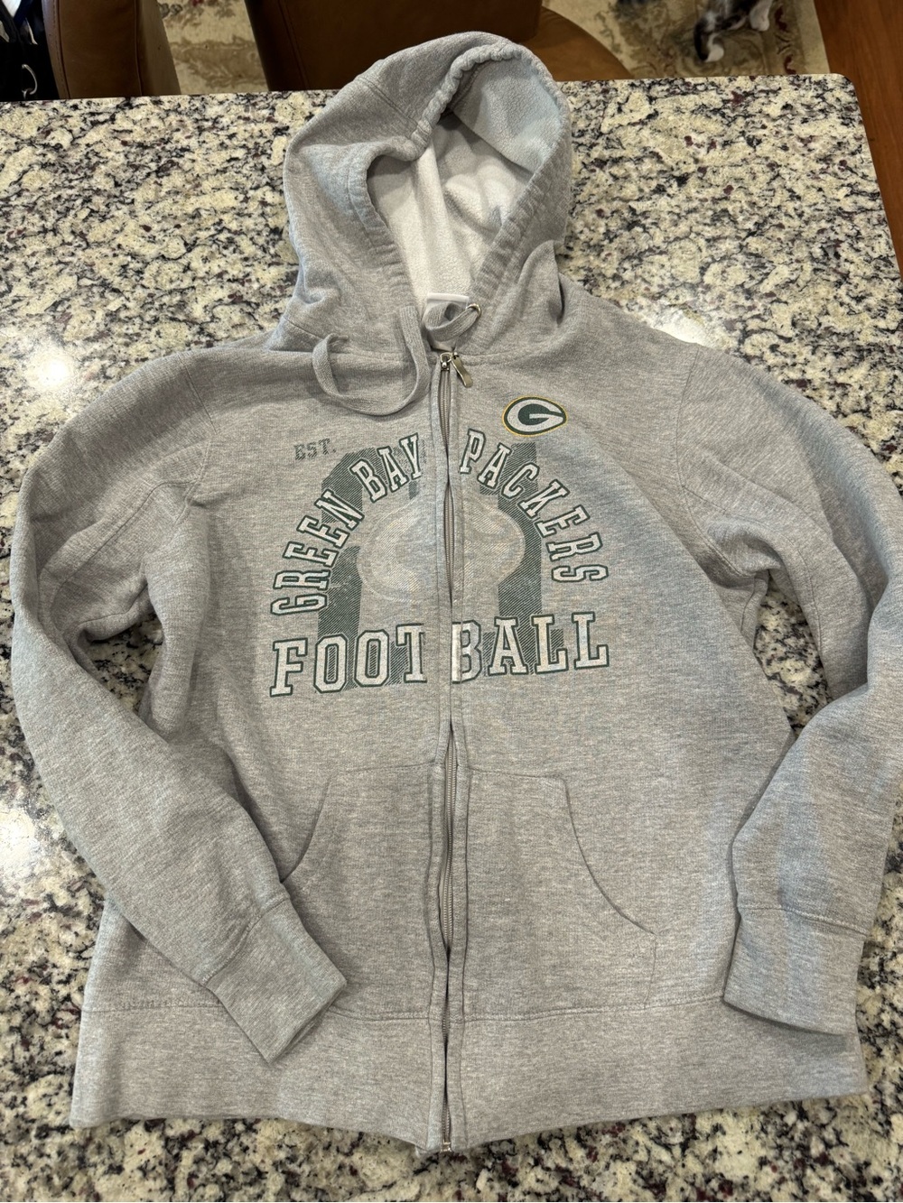 Women’s NFL Green Bay Packers Gray Hooded Full-Zip Jacket small